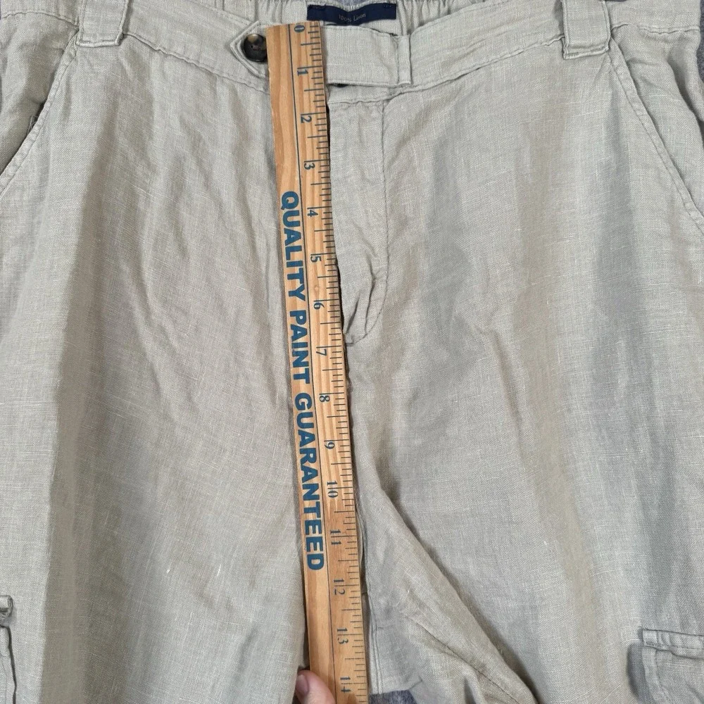 Rachel Roy Linen Cargo Pants Womens Large Moss Green Boho Lagenlook Minimalist